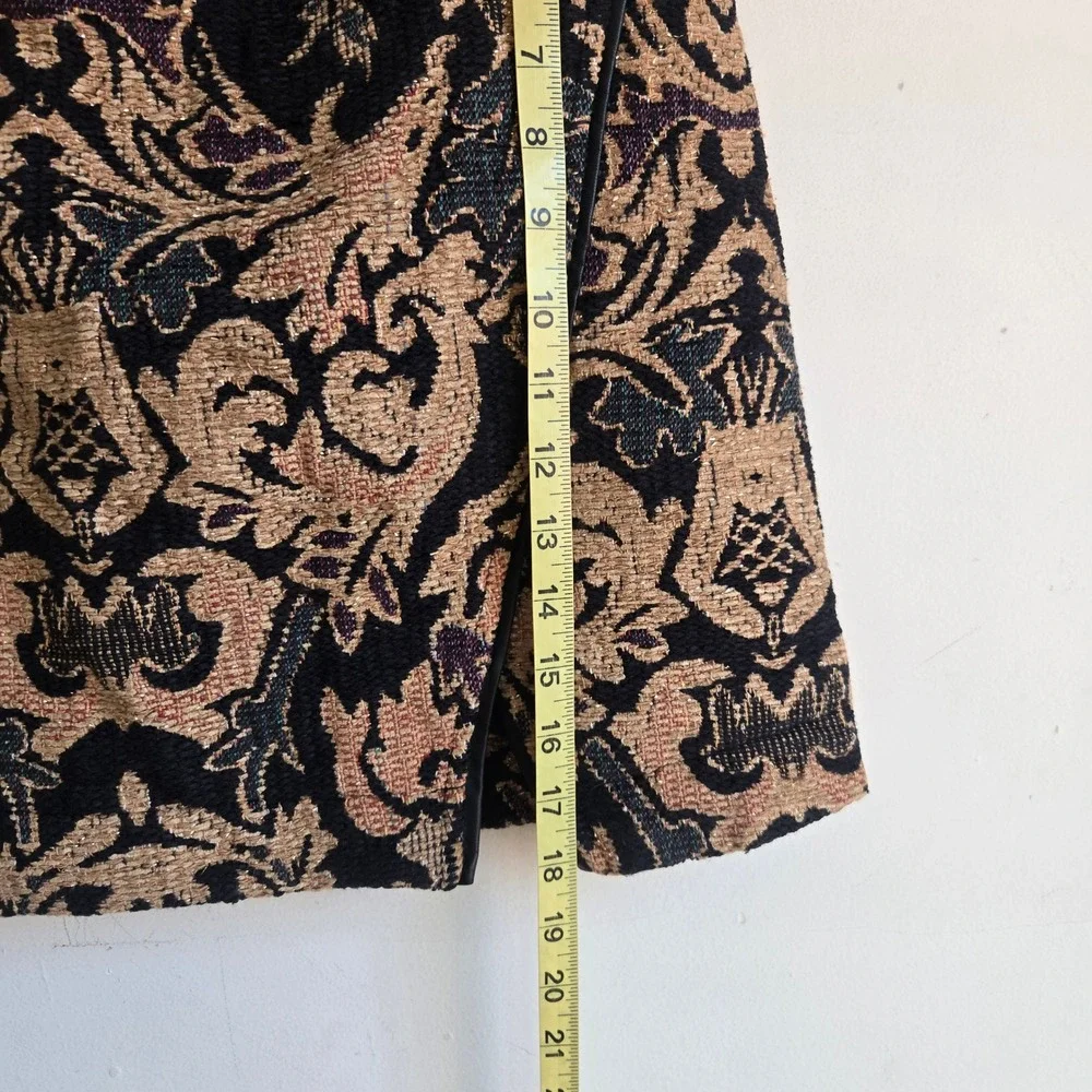 Free People‎ 8 Mini Skirt Women Gold Black Tapestry Damask Wrap Front Excellent